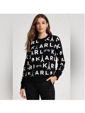Karl Lagerfeld Paris Signature Logo Embellished Sweatshirt